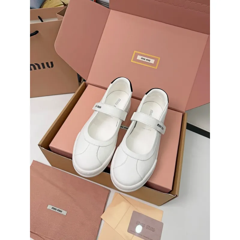 Miu Miu Womens Soft Leather Mary Jane Sneakers #A66068 Miu Miu Womens Soft Leather Mary Jane Sneakers #A66068