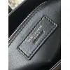 YSL Cléo 5 à 7 Glossy Croc Embossed Leather Underarm Bag Gold Logo Handbag #A65969