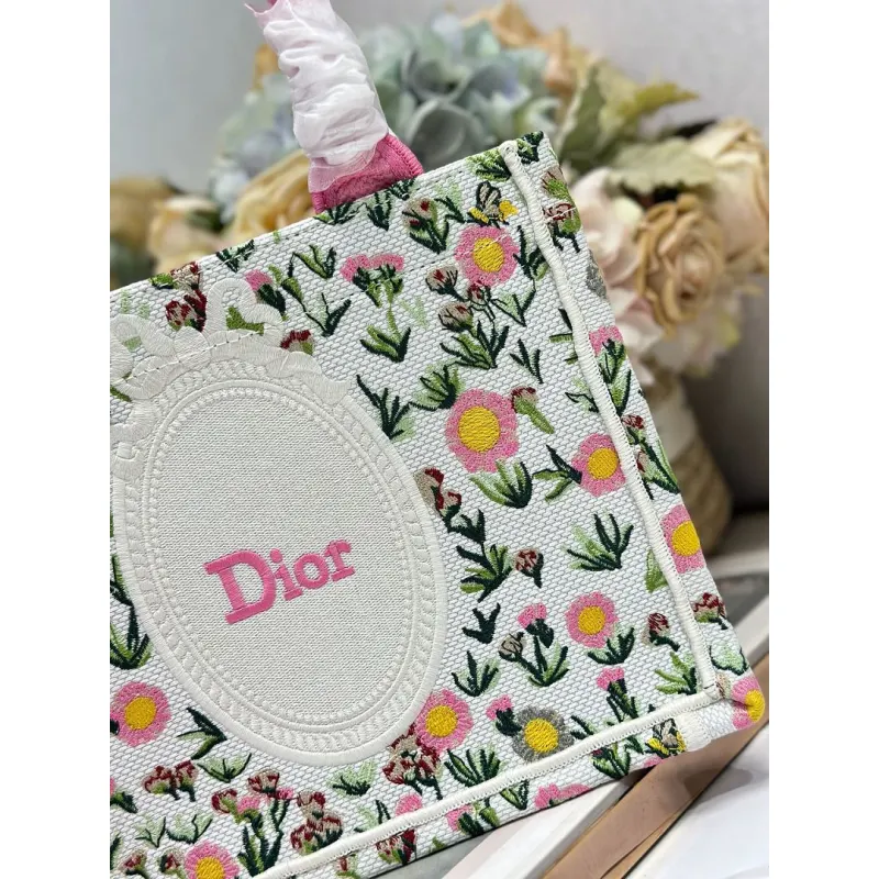Dior Toile de Jouy Garden Embroidery Canvas Book Tote Bag #A65912