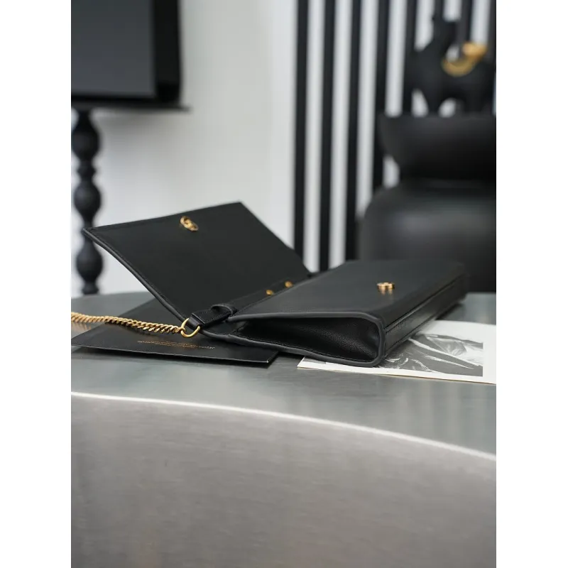 YSL 851921 Kate Smooth Calf Leather Gold Chain Shoulder Crossbody Clutch Handbag #A65991 YSL 851921 Kate Smooth Calf Leather Gold Chain Shoulder Crossbody Clutch Handbag #A65991