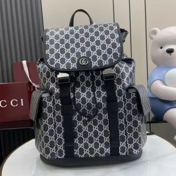Gucci 839110 Grey GG Supreme Canvas Drawstring Flap Backpack #A66009