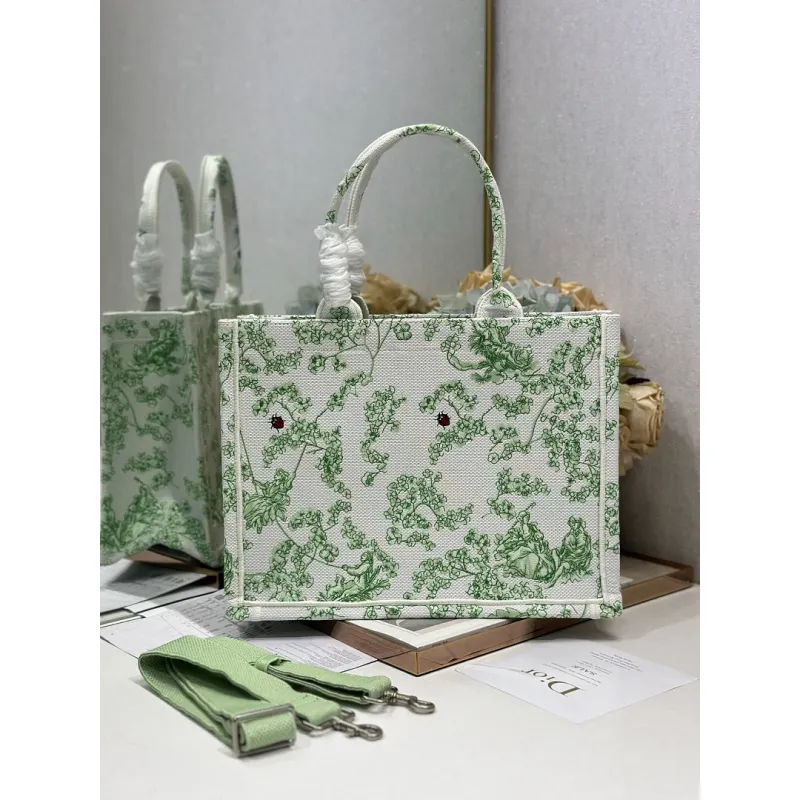 Dior Toile de Jouy Garden Embroidery Canvas Book Tote Bag #A65913