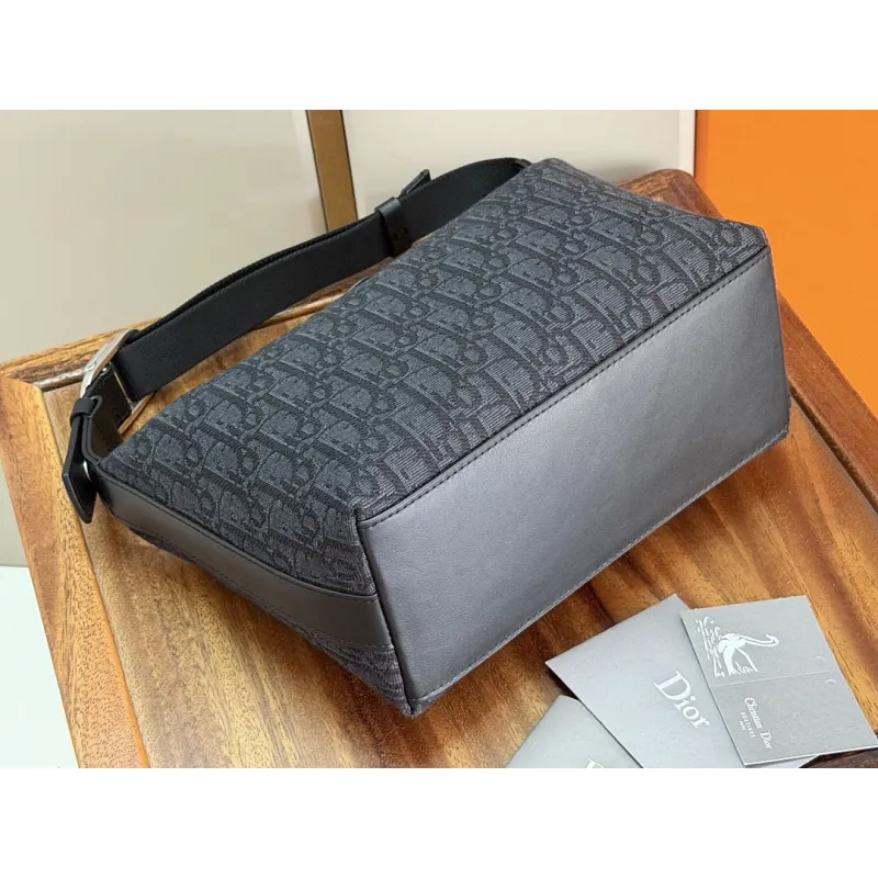 Dior Jett Oblique Jacquard Shoulder Bag CD Logo Adjustable Strap Mini Handbag #A65967 Dior Jett Oblique Jacquard Shoulder Bag CD Logo Adjustable Strap Mini Handbag #A65967