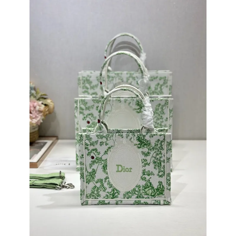 Dior Toile de Jouy Garden Embroidery Canvas Book Tote Bag #A65913