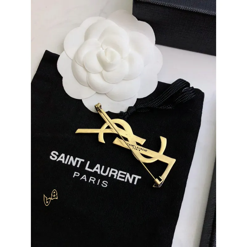 Saint Laurent YSL Logo Monogram Designer Brooch Pin #A65947 Saint Laurent YSL Logo Monogram Designer Brooch Pin #A65947