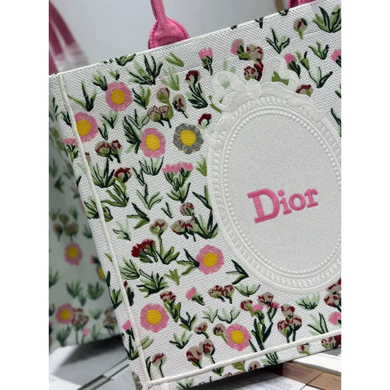 Dior Toile de Jouy Garden Embroidery Canvas Book Tote Bag #A65912