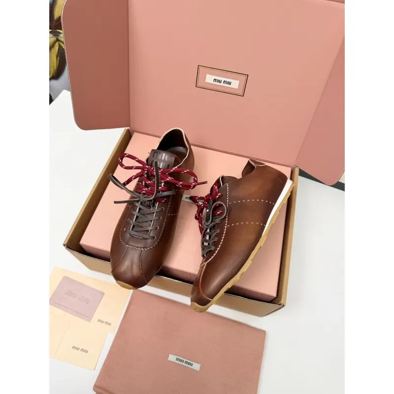Miu Miu Womens Retro Calfskin Leather Ballet Flats #A66071 Miu Miu Womens Retro Calfskin Leather Ballet Flats #A66071