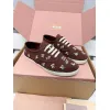 Miu Miu Womens Rhinestone Embroidered Canvas Sneakers #A66081