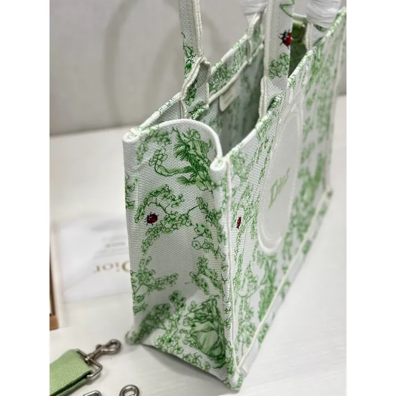Dior Toile de Jouy Garden Embroidery Canvas Book Tote Bag #A65913
