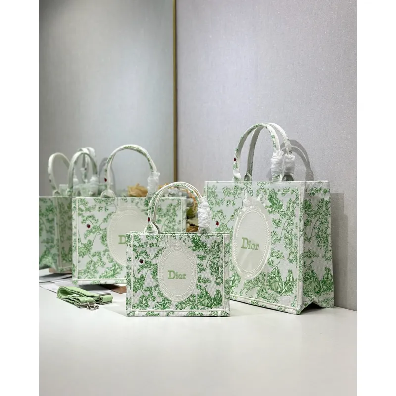 Dior Toile de Jouy Garden Embroidery Canvas Book Tote Bag #A65913