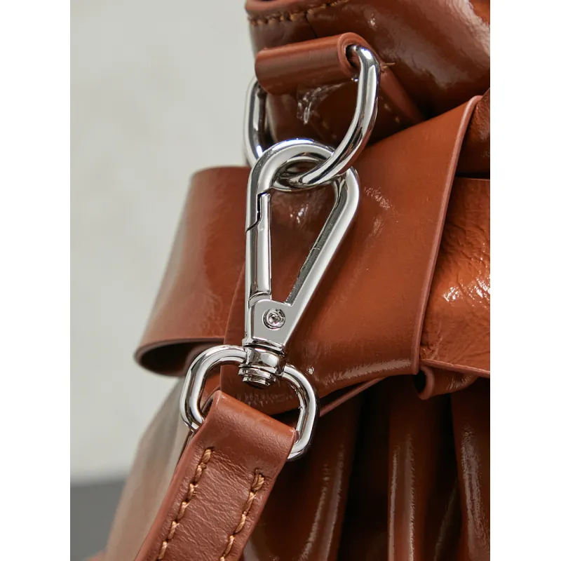 Miu Miu 5BA327 Glazed Leather Vintage Satchel Bag Removable Strap Top Handle Handbag #A65966 Miu Miu 5BA327 Glazed Leather Vintage Satchel Bag Removable Strap Top Handle Handbag #A65966