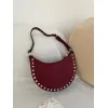 valentino Rockstud Grainy Leather Mini Hobo Shoulder Bag 20×12×4cm #A65018