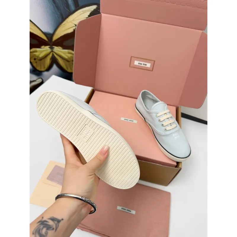 Miu Miu Womens Retro Calfskin Leather Ballet Flats #A66076 Miu Miu Womens Retro Calfskin Leather Ballet Flats #A66076