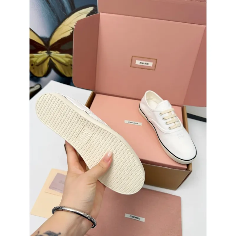 Miu Miu Womens Retro Calfskin Leather Ballet Flats #A66079 Miu Miu Womens Retro Calfskin Leather Ballet Flats #A66079