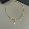 Saint Laurent Cassandre Logo Double Layer Pendant Necklace Gold Silver Designer Women Jewelry #A65951