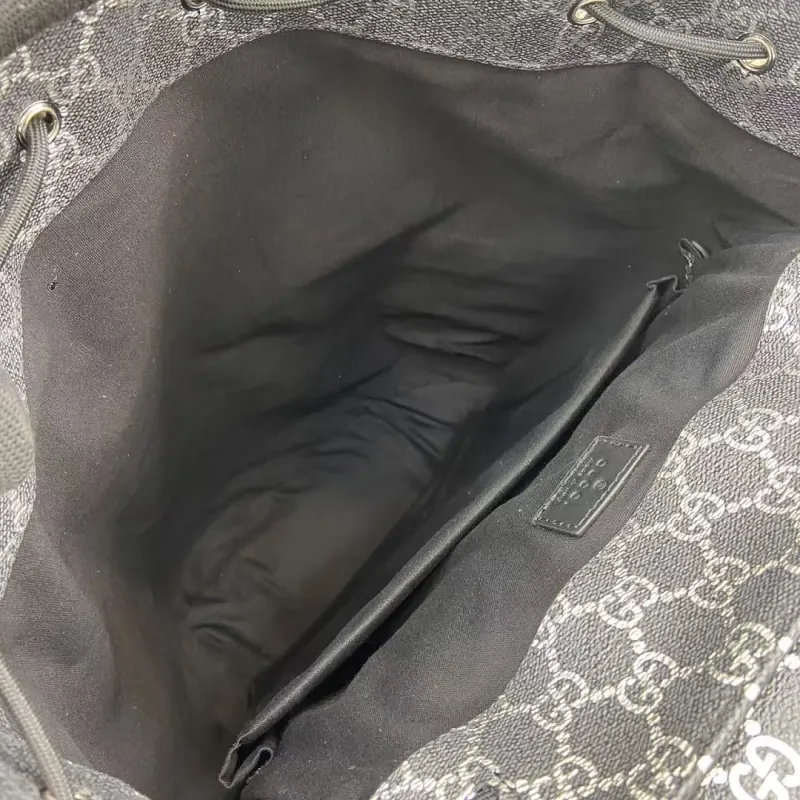 Gucci 839110 Grey GG Supreme Canvas Drawstring Flap Backpack #A66009
