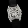 Cartier Santos Diamond Automatic Black Leather Watch 41mm #A65833