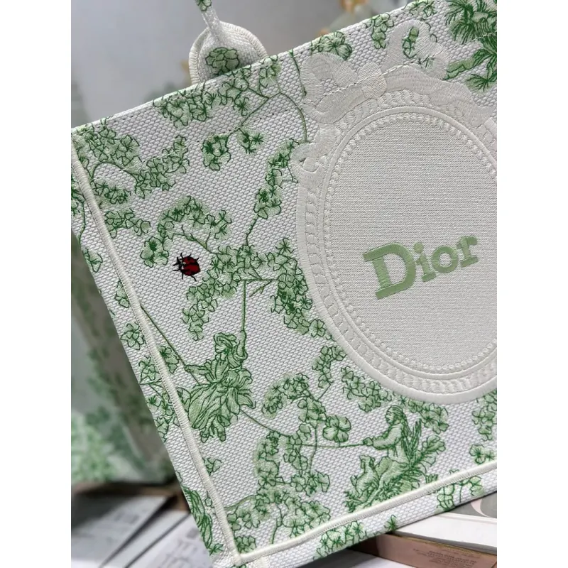 Dior Toile de Jouy Garden Embroidery Canvas Book Tote Bag #A65913