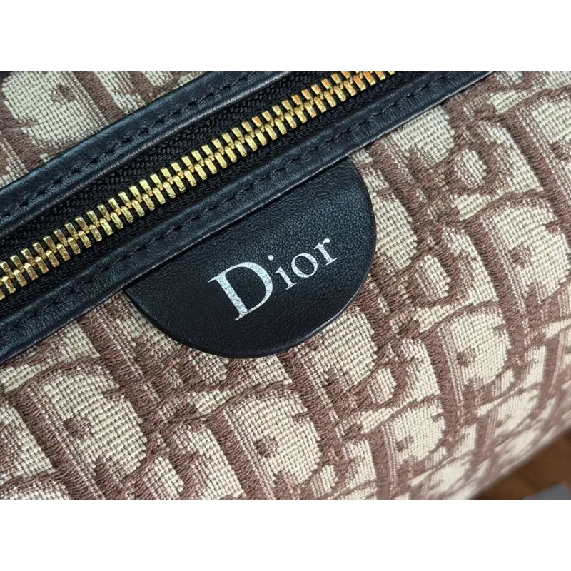Dior Jett Vintage Oblique Jacquard Shoulder Bag Gold CD Buckle Mini Underarm Handbag #A65968