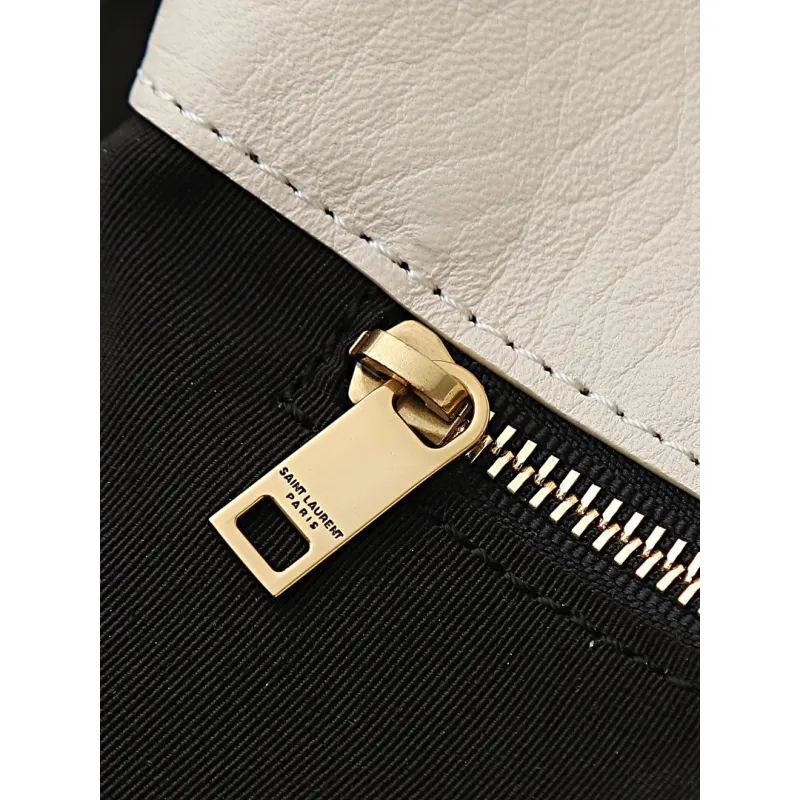 YSL 769307 LE Envelope Off-White Lambskin Fold Clutch Evening Handbag #A65995