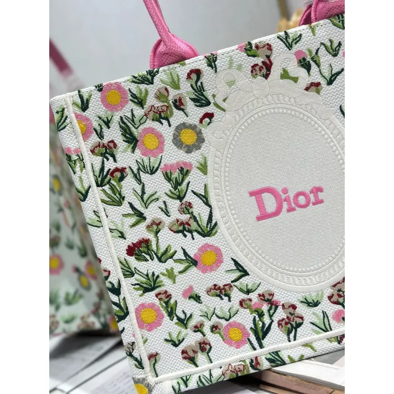 Dior Toile de Jouy Garden Embroidery Canvas Book Tote Bag #A65912