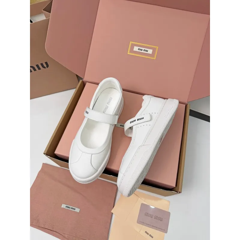 Miu Miu Womens Soft Leather Mary Jane Sneakers #A66069