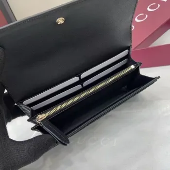 Gucci 847210 GG Embossed Leather Long Flap Wallet Multi Card Slots Clutch Purse #A65972 Gucci 847210 GG Embossed Leather Long Flap Wallet Multi Card Slots Clutch Purse #A65972