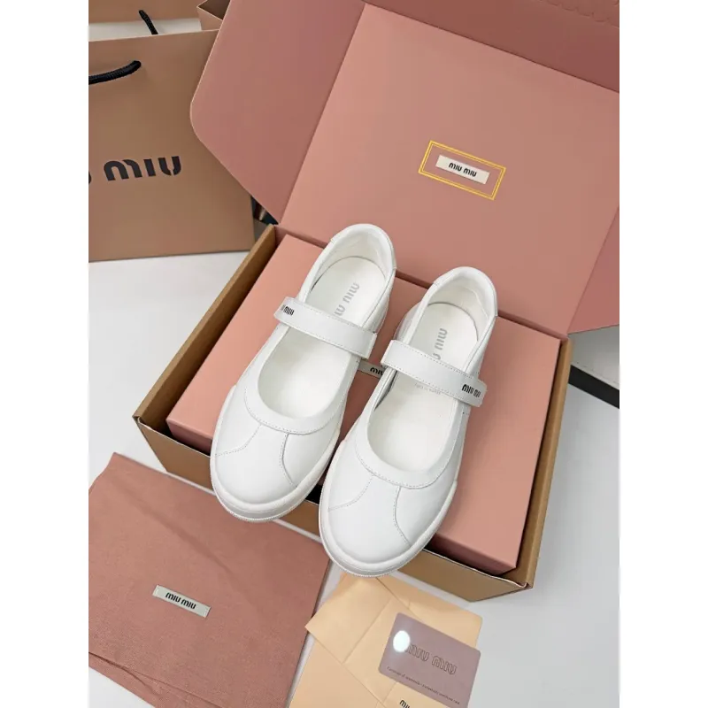 Miu Miu Womens Soft Leather Mary Jane Sneakers #A66069