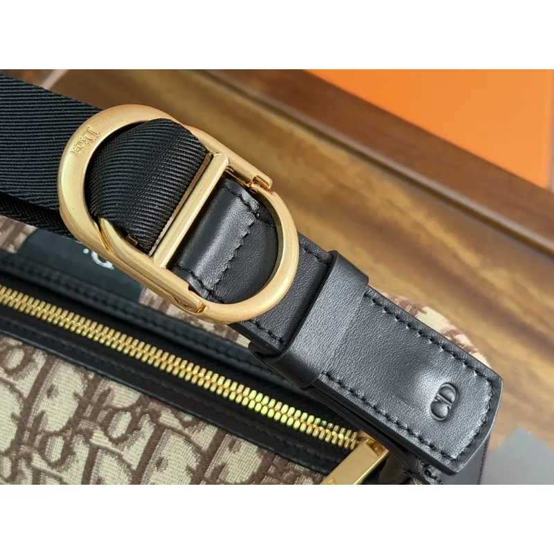 Dior Jett Vintage Oblique Jacquard Shoulder Bag Gold CD Buckle Mini Underarm Handbag #A65968