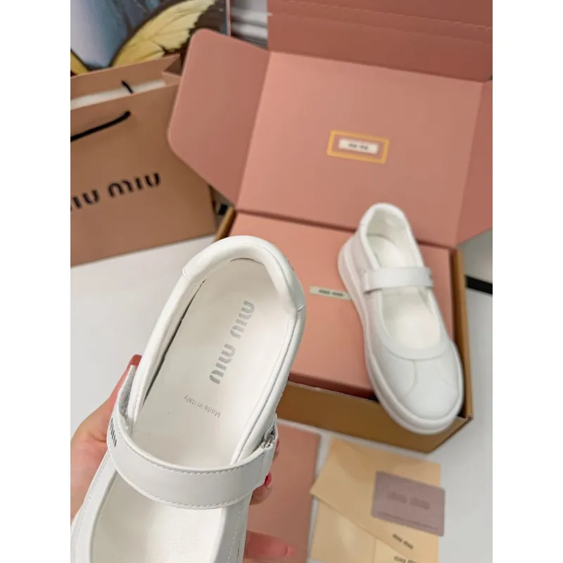 Miu Miu Womens Soft Leather Mary Jane Sneakers #A66069