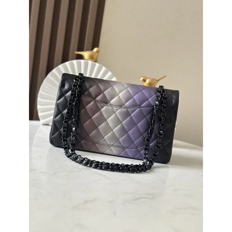 Chanel No.112 Iridescent Gradient Classic Flap Bag Gold CC Chain Quilted Leather Shoulder Bag #A65959 Chanel No.112 Iridescent Gradient Classic Flap Bag Gold CC Chain Quilted Leather Shoulder Bag #A65959
