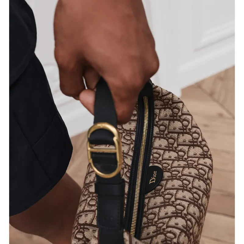 Dior Jett Vintage Oblique Jacquard Shoulder Bag Gold CD Buckle Mini Underarm Handbag #A65968