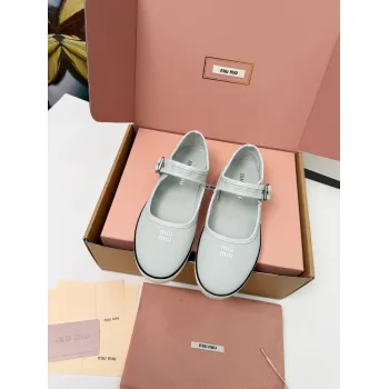 Miu Miu Womens Retro Calfskin Leather Ballet Flats #A66072