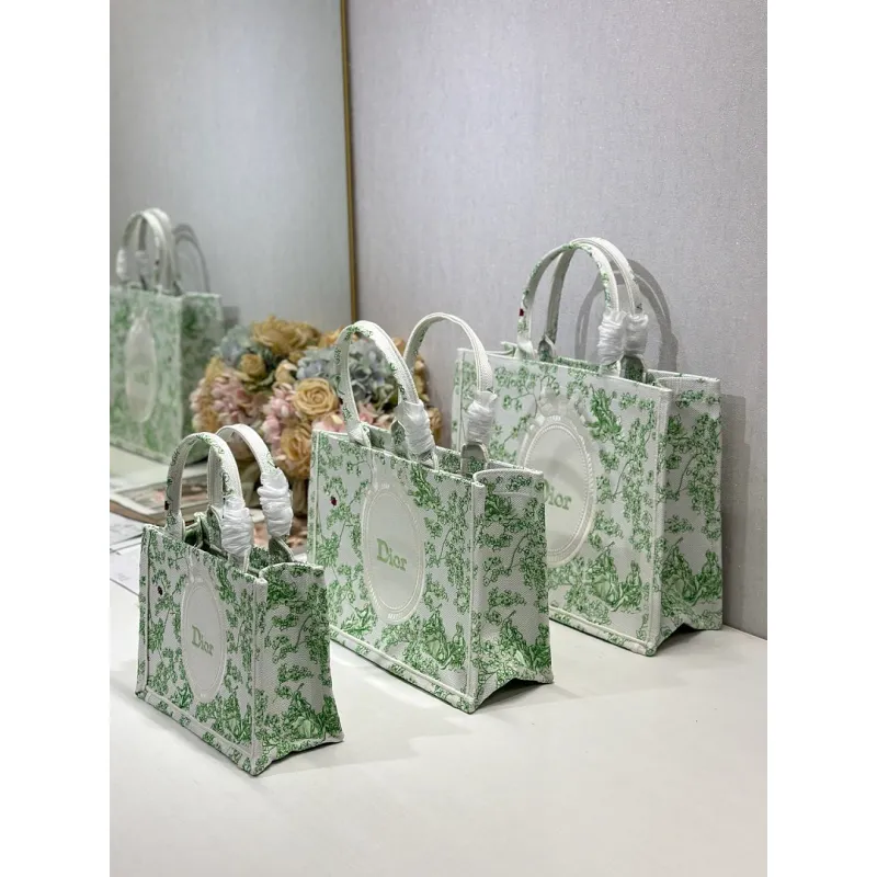 Dior Toile de Jouy Garden Embroidery Canvas Book Tote Bag #A65913