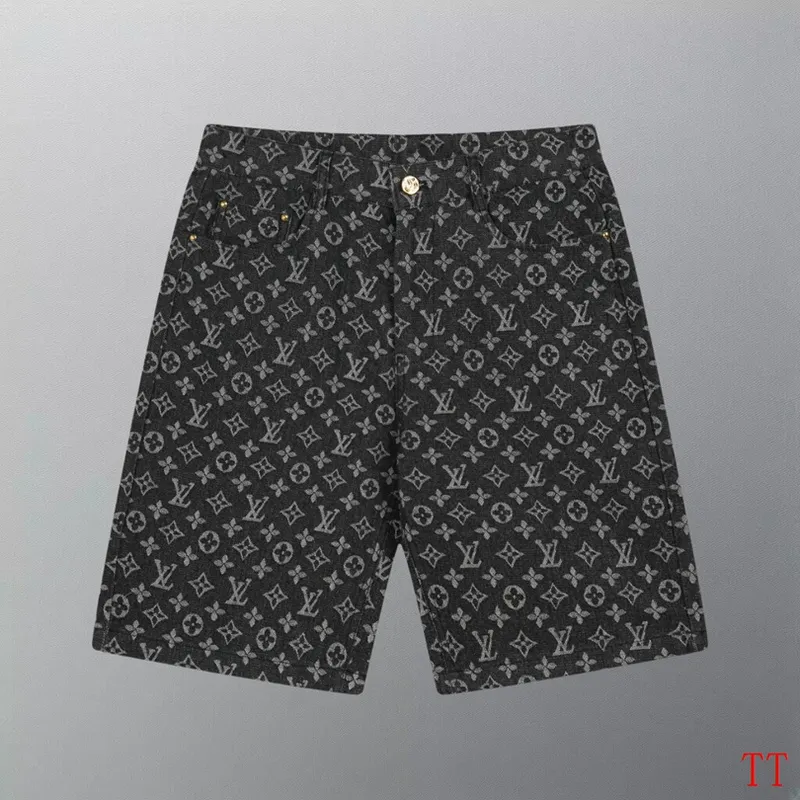 Louis Vuitton Black Denim Print Shorts #A52983 Louis Vuitton Black Denim Print Shorts #A52983