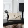YSL 769307 LE Envelope Off-White Lambskin Fold Clutch Evening Handbag #A65995