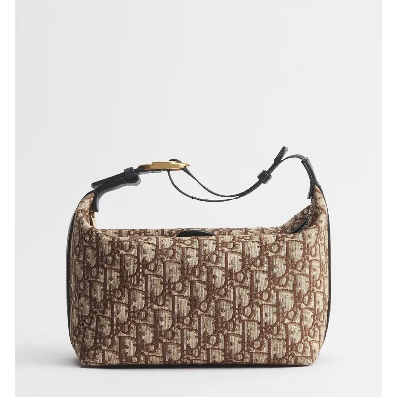 Dior Jett Vintage Oblique Jacquard Shoulder Bag Gold CD Buckle Mini Underarm Handbag #A65968