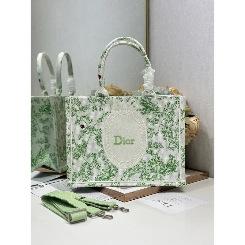 Dior Toile de Jouy Garden Embroidery Canvas Book Tote Bag #A65913