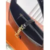 YSL Cléo 5 à 7 Glossy Croc Embossed Leather Underarm Bag Gold Logo Handbag #A65969