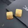 Saint Laurent Matte Gold Square Cassandre Logo Stud Earrings Designer Women Jewelry #A65953 Saint Laurent Matte Gold Square Cassandre Logo Stud Earrings Designer Women Jewelry #A65953