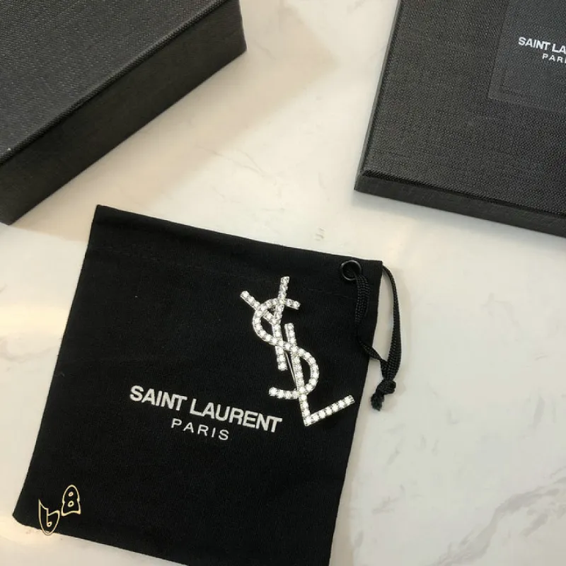 Saint Laurent YSL Logo Monogram Designer Brooch Pin #A65947 Saint Laurent YSL Logo Monogram Designer Brooch Pin #A65947