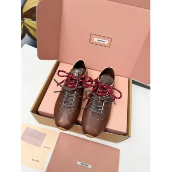 Miu Miu Womens Retro Calfskin Leather Ballet Flats #A66071