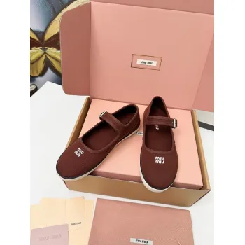 Miu Miu Womens Retro Calfskin Leather Ballet Flats #A66074