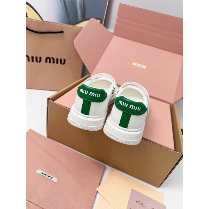 Miu Miu Womens Soft Leather Mary Jane Sneakers #A66065