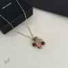 Saint Laurent Gold Cherry Pendant Necklace Designer Leaf Charm Women Jewelry #A65949 Saint Laurent Gold Cherry Pendant Necklace Designer Leaf Charm Women Jewelry #A65949