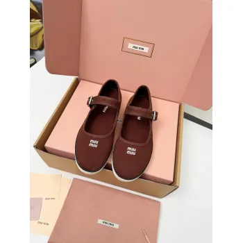 Miu Miu Womens Retro Calfskin Leather Ballet Flats #A66074