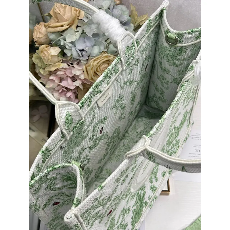 Dior Toile de Jouy Garden Embroidery Canvas Book Tote Bag #A65913