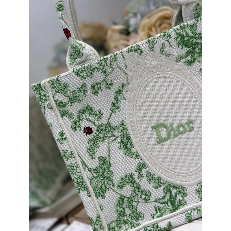 Dior Toile de Jouy Garden Embroidery Canvas Book Tote Bag #A65913
