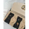valentino 22116 Garavani Devain Black Beige Striped Raffia Shoulder Crossbody Handbag #A65998 valentino 22116 Garavani Devain Black Beige Striped Raffia Shoulder Crossbody Handbag #A65998