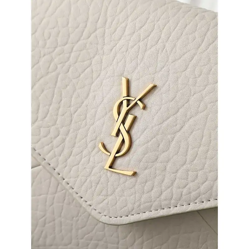YSL 769307 LE Envelope Off-White Lambskin Fold Clutch Evening Handbag #A65995